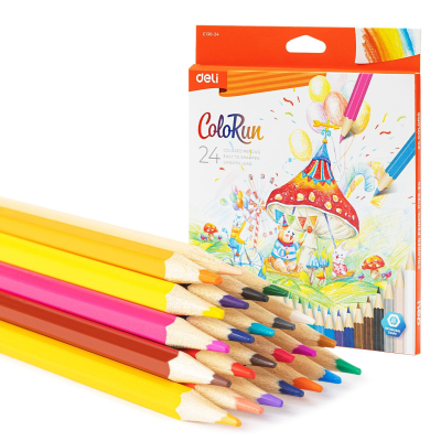 Карандаши цветные Deli EC130-24, толщина грифеля 3.0 мм, дерево, 24 цв/наб