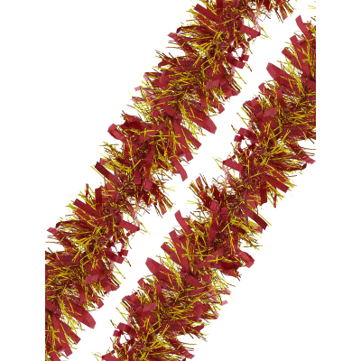 Мишура новогодняя из ПЭТ ЗОЛОТАЯ С КРАСНЫМ 9x200 75762