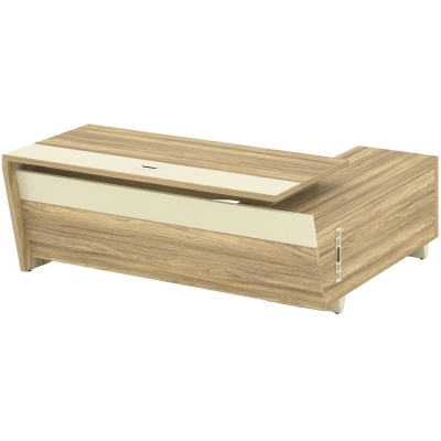 Стол Corner руковод. с оп.тумбой лев COR.SRT-20 (L) Гикори пес/Ваниль/В.мет