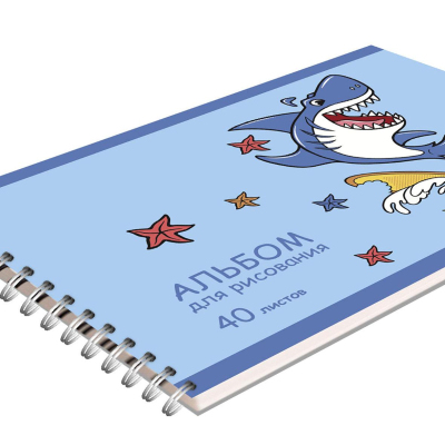 Альбом для рисования №1 Shark 40 л. спираль А4, ВД