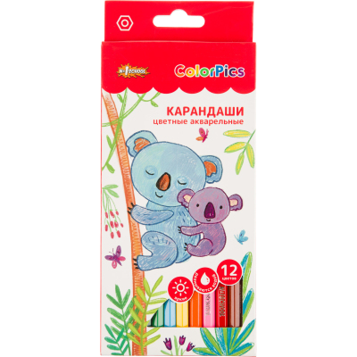 Карандаши акварельные 12 цв. №1School ColorPics 6-гран в наборе