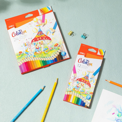 Карандаши цветные Deli EC130-12, толщина грифеля 3.0 мм, дерево, 12 цв/наб