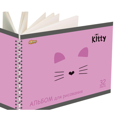 Альбом для рисования №1 School Kitty 32л спираль А4, УФ лак 2 шт/уп