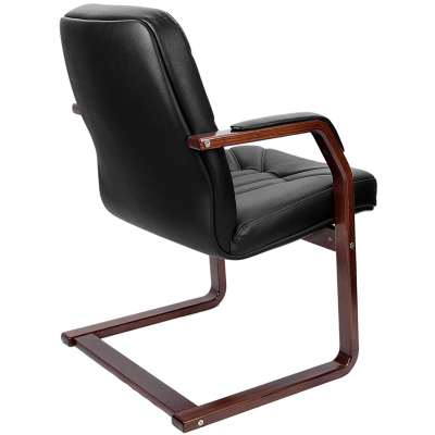 Конференц-кресло VERONA С с низ спинкой на полозьях ч.кожа+к/з/т.орех