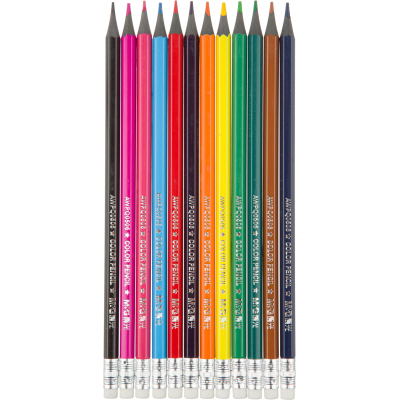 Карандаши цветные M&G, пластиковые, шестигранные, стираемые, 12 цв в наб