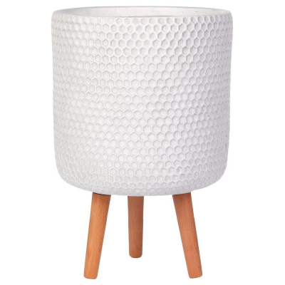 Кашпо Ханни Круглое, файберстоун, белое, D31 H47 cm арт.HON-CLNDR-AW-31