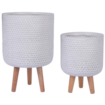 Кашпо Ханни Круглое, файберстоун, белое, D31 H47 cm арт.HON-CLNDR-AW-31