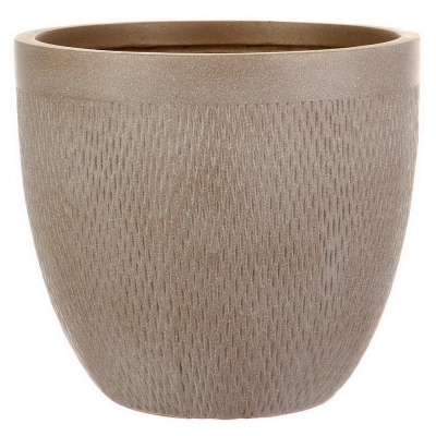 Кашпо Лотус Круглое, файберстоун, серо-корич, D37 H33.5cm арт.MESHR37-T