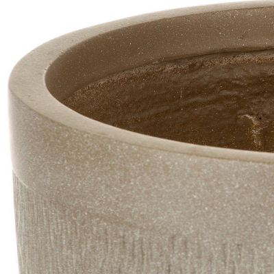 Кашпо Лотус Круглое, файберстоун, серо-корич, D37 H33.5cm арт.MESHR37-T