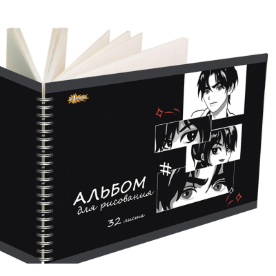 Альбом для рисования №1School Аниме 32л спираль А4 выбор. лак 2 шт/уп