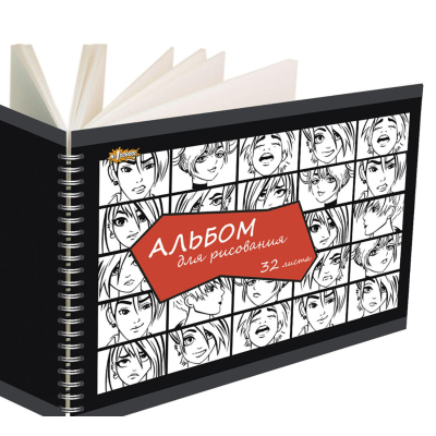 Альбом для рисования №1School Аниме 32л спираль А4 выбор. лак 2 шт/уп