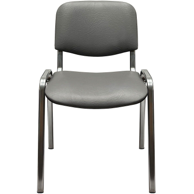 Стул КО_EChair Rio(ИЗО) искожа серая мат.тисненная 503, каркас под хром