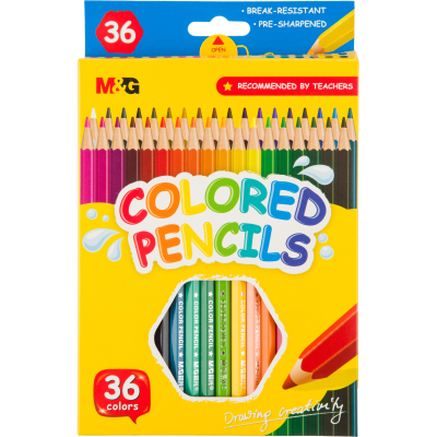 Карандаши цветные M&G деревянные шестигранные, 36 цв в наборе