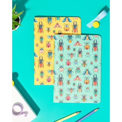 Тетрадь общая №1 School Жуки А5, 40л, клетка, сшивка, уп(2шт)блок 70 г/кв.м