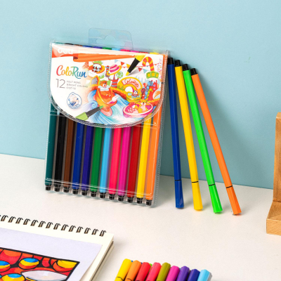 Фломастеры Deli EC157-12, 6-гранные, вентилируемый колпачок, 12 цв/наб