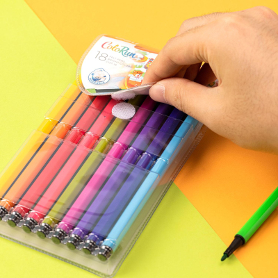 Фломастеры Deli EC157-12, 6-гранные, вентилируемый колпачок, 12 цв/наб