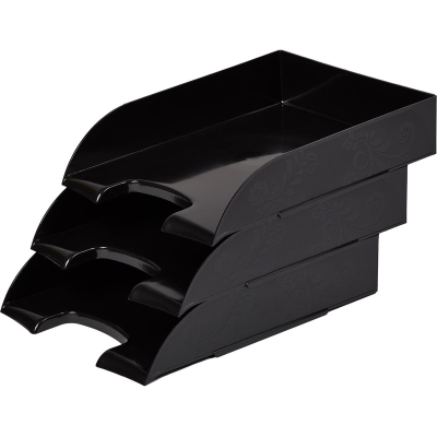 Лоток горизонтальный Комус Русская серия, черный непроз