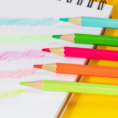 Карандаши цветные Deli EC128-12,флуоресцент,грифель 3.0мм, дерево, 12цв/наб