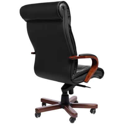 Кресло для руководителя BASEL A с выс спинкой ч.кожа+к/з/т.орех