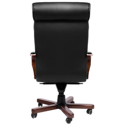 Кресло для руководителя BASEL A с выс спинкой ч.кожа+к/з/т.орех