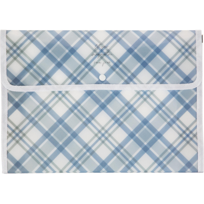 Папка-конверт на кнопке А4 Attache Selec Casual,текст кант, син РР, 400мкм