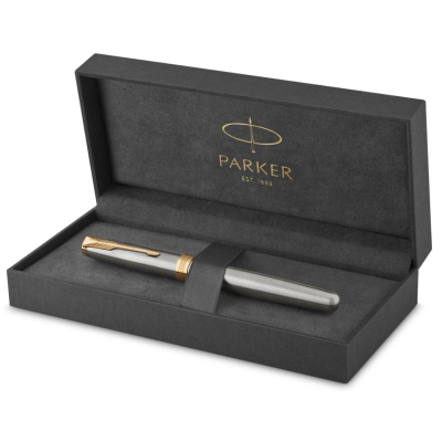 Ручка перьевая Parker Sonnet Stainless Steel GT черн,1мм,кор 1931505