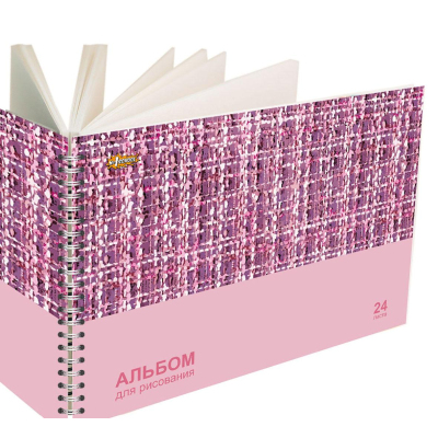 Альбом для рисования №1 School Fashion Твид 24 л. спираль А4 ВД 4шт/уп