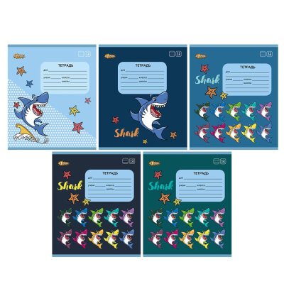 Тетрадь школьная А5 12л №1School Shark линия,скреп, ВД-лак, в асс