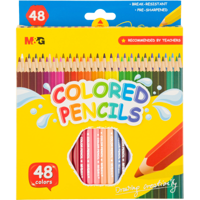 Карандаши цветные M&G деревянные шестигранные, 48 цв в наборе