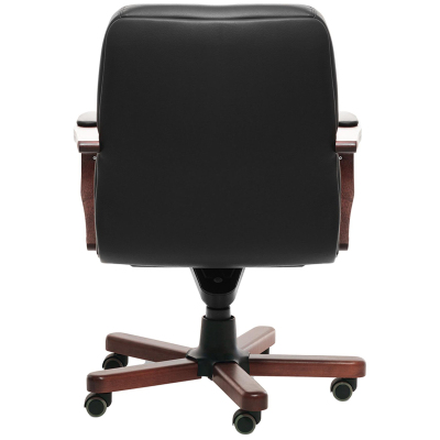 Кресло VERONA B с низ спинкой на крестовине ч.кожа+к/з/т.орех