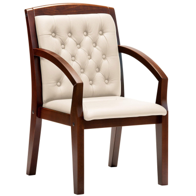 Конференц-кресло ZURICH D беж кожа+к/з/темн орех