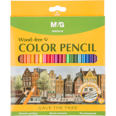 Карандаши цветные M&G деревянные шестигранные, 24 цв в наборе