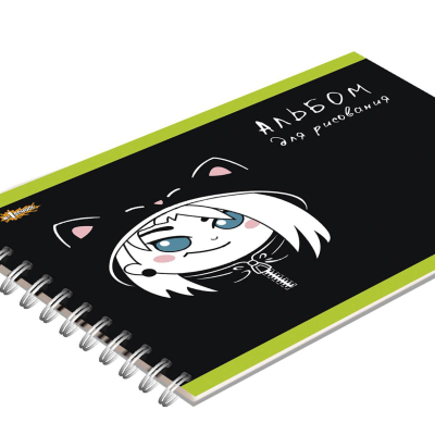 Альбом для рисования №1School Аниме Чиби 40л спирал А4 выб.УФ 2шт ассорти