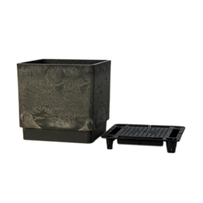 Горшок д/растений Квадрат.,дренаж.вклад.,ДРЕВЕСНЫЙ УГОЛЬ(СЕР.),23л,H-16UF30