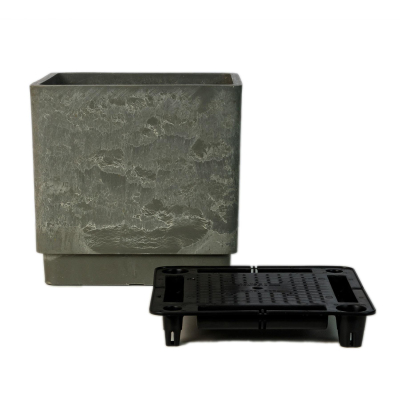 Горшок д/растений Квадрат.,дренаж.вклад.,ДРЕВЕСНЫЙ УГОЛЬ(СЕР.),23л,H-16UF30