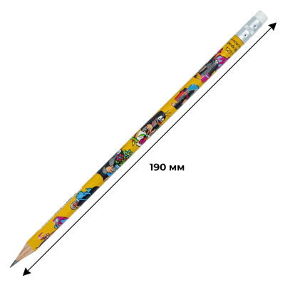 Карандаш чернографитный MOLE 1231 с ластиком, HB 1231036004TD