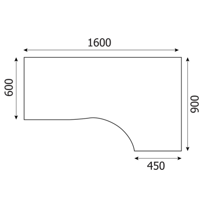 Стол SL Simple правый SET160-1R (SE-1600R) серый
