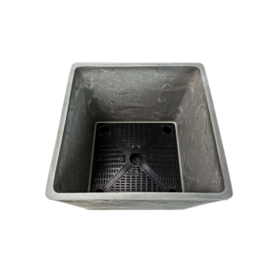 Горшок квадратный (С ВКЛАДЫШЕМ КОНТРОЛЯ ВОДЫ) светло-серый, H-16UF20сду