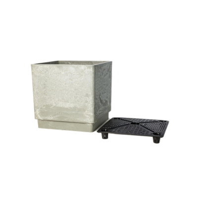 Горшок квадратный (С ВКЛАДЫШЕМ КОНТРОЛЯ ВОДЫ) светло-серый, H-16UF20сду