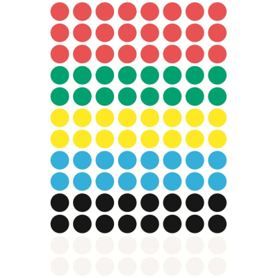 Этикетки самоклеящиеся точки, 3090, d=8mm,разноцветные, 416шт/уп