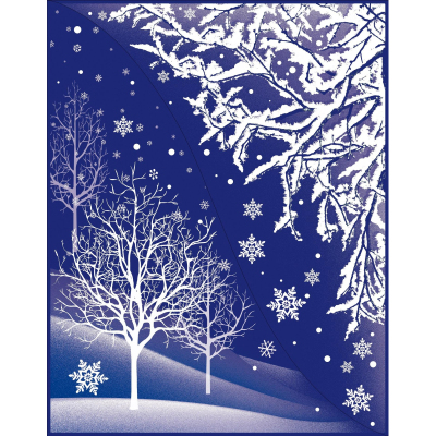 Наклейка на окно из ПВХ в асс., 30х38 см Снежные узоры, 211069, (12/216)