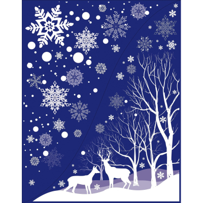 Наклейка на окно из ПВХ в асс., 30х38 см Снежные узоры, 211069, (12/216)