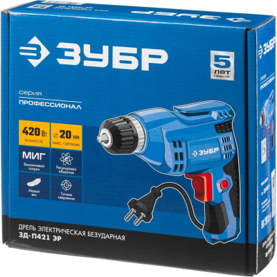 Дрель безударная ЗУБР ЗД-П421 ЭР, 420 Вт