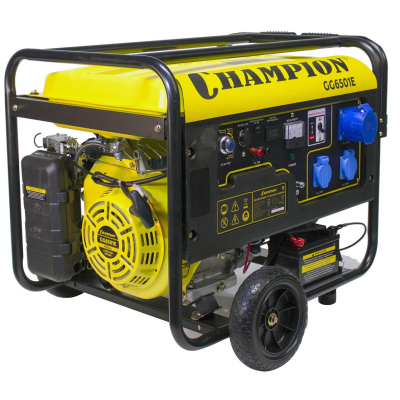 Генератор бензиновый CHAMPION 5кВт, блок ATS, эл.стартер, колеса (GG6501E)