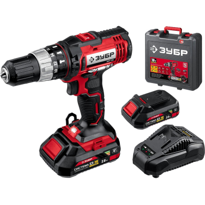 Дрель-шуруповерт аккум. ударн. ЗУБР Мастер 18В, 2х2.0Ач, 40Нм (ДШУ-185-22)