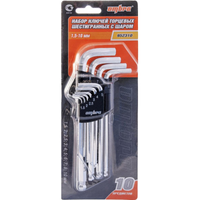 Набор ключей торцевых шестигранных с шаром H1.5-H10, 10 предм. 952310