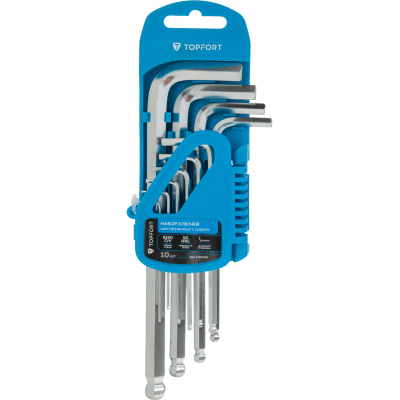 Набор ключей шестигранных с шаровым окончанием TOPFORT 10шт (1,27-10 мм)