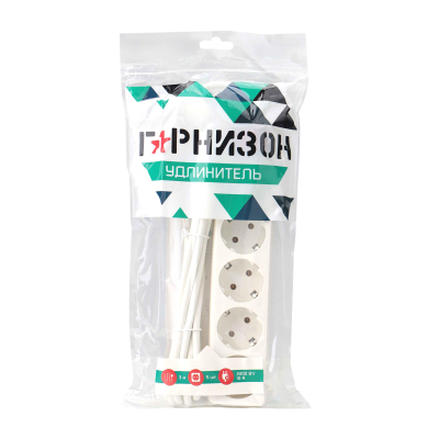 Удлинитель Гарнизон 3р 10А 3м с выкл. и заземлением, белый(EL-NB-G3-W-3)