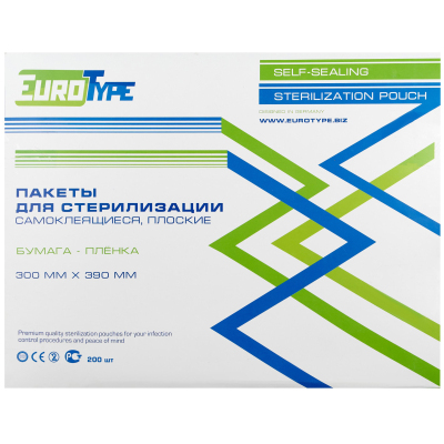 Пакет для стерилизации комби.самокл. 300х390мм 200шт/уп EuroType (КНР)