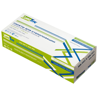 Пакет для стерилизации комби.самокл. 100х250мм 200шт/уп, ЕвроТайп/КНР